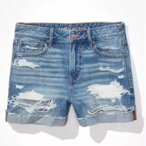 American Eagle Tomgirl distressed denim jean shorts size 12